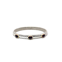 Pre-Owned David Yurman Two-Tone Garnet Noblesse Triple Station Bracelet