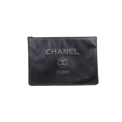 Pre-Owned Chanel Studded Caviar Large Deauville Pouch