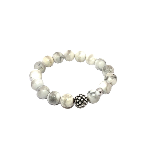 Pre-Owned Lagos Howlite Station Bead Bracelet