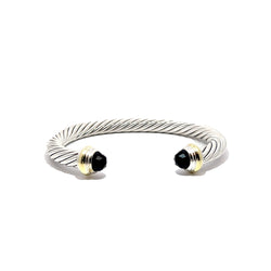 Pre-Owned David Yurman Two-Tone Classic Cable Black Onyx Cuff