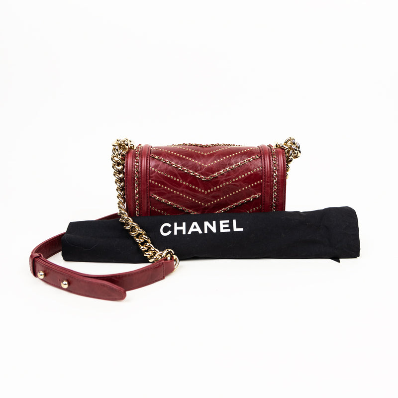 Pre-Owned Chanel Small Box Crumpled Calfskin Chain Sequins Bag