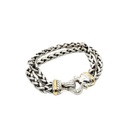 Pre-Owned David Yurman Two-Tone Diamond Buckle Bracelet