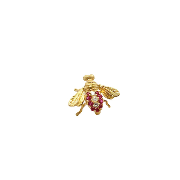 Pre-Owned Honora Diamond and Ruby Bee Brooch