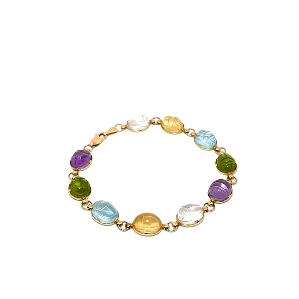 Pre-Owned Multi-Gemstone Scarab Bracelet