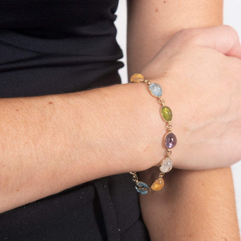 Pre-Owned Multi-Gemstone Scarab Bracelet