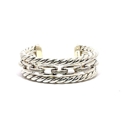 Pre-Owned David Yurman Three Row Diamond Wellesley Cuff