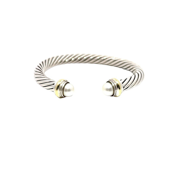 Pre-Owned David Yurman Two-Tone Pearl Cable Cuff