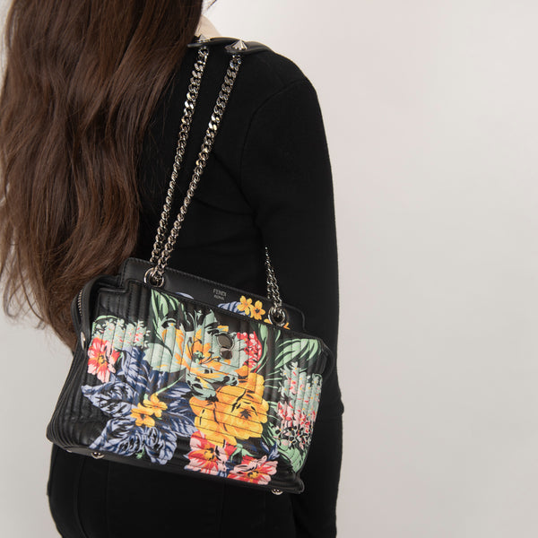 Pre-Owned Fendi Dotcom Click Floral Quilted Bag