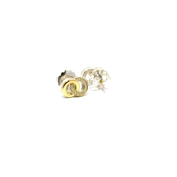 Pre-Owned Lagos Two-Tone Interlocking Diamond Stud Earrings