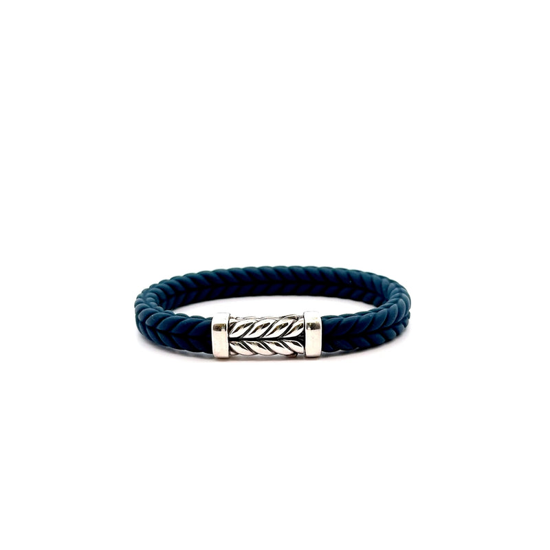 Pre-Owned David Yurman Chevron Blue Rubber Bracelet