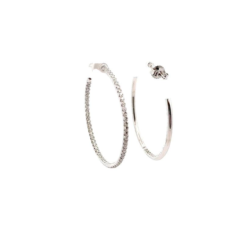 Pre-Owned Roberto Coin Diamond Inside Out Perfect Hoop Earrings