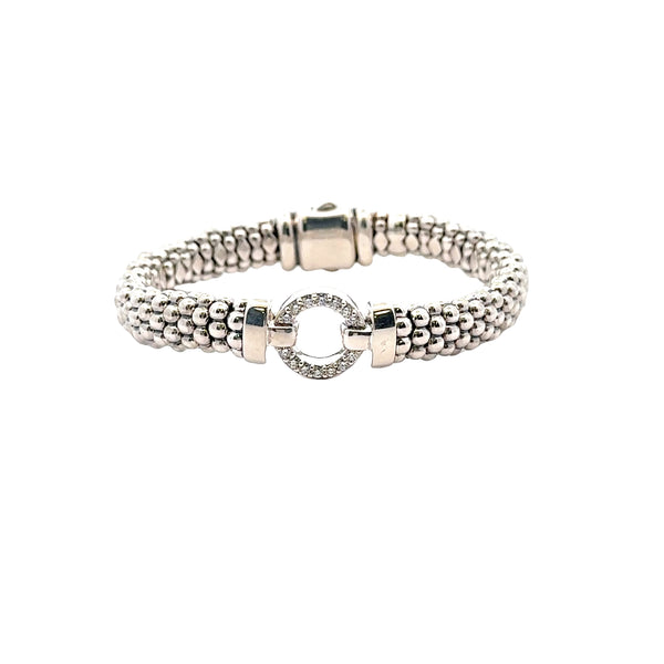 Pre-Owned Lagos Enso Diamond Caviar Rope Bracelet