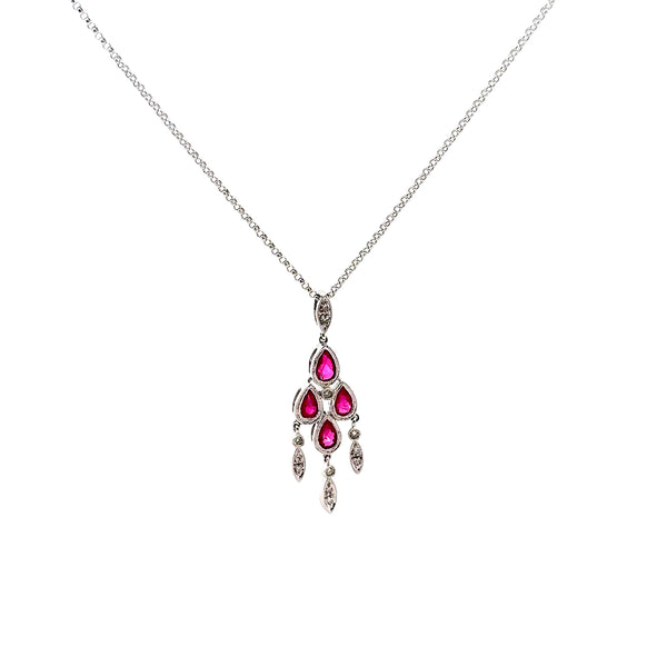 Pre-Owned Ruby and Diamond Chandelier Pendant Necklace