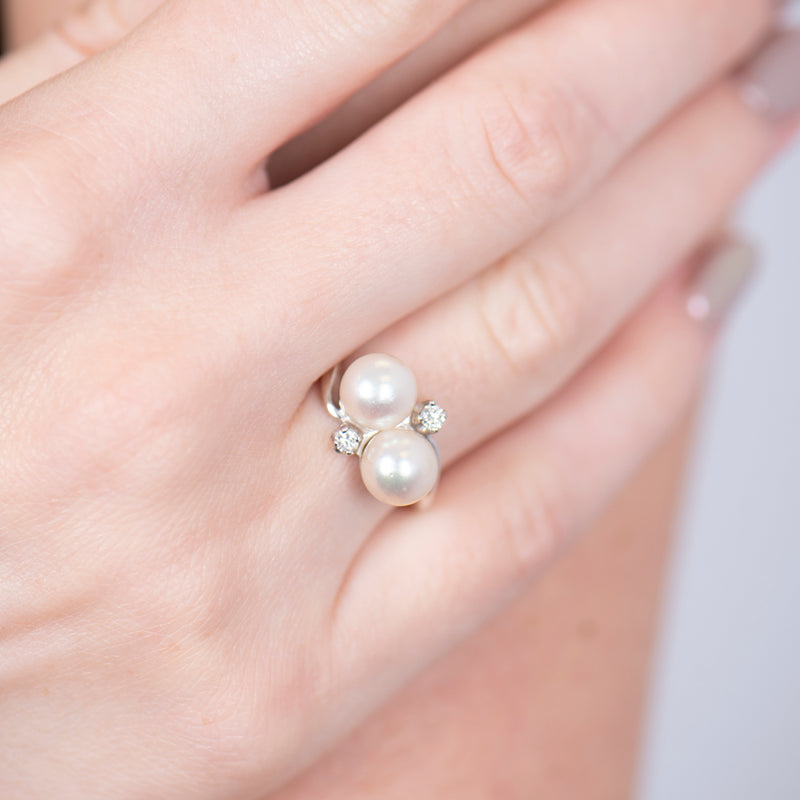 Pre-Owned Pearl and Diamond Ring