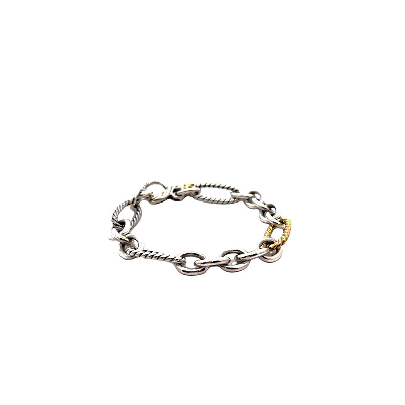 Pre-Owned David Yurman Two-Tone Figaro Chain Bracelet