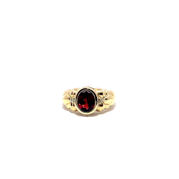 Pre-Owned Garnet and Diamond Ring