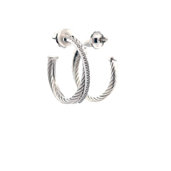 Pre-Owned David Yurman Diamond Crossover Hoop Earrings