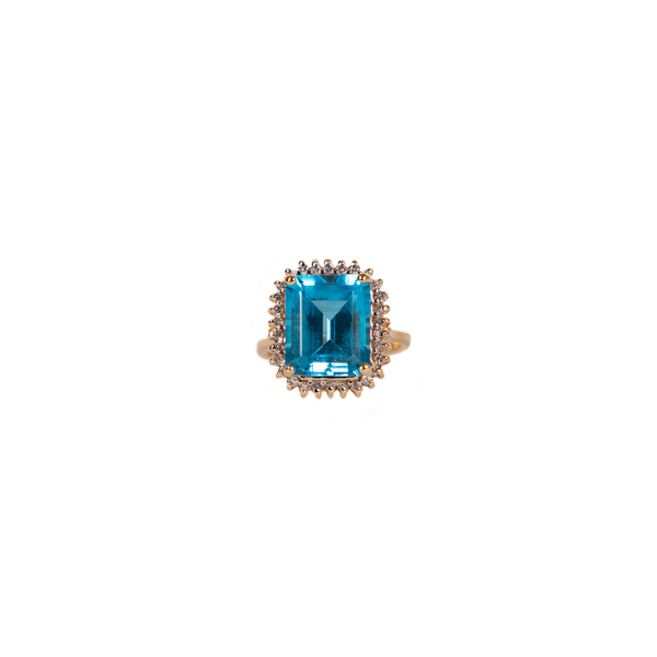 Pre-Owned Blue Topaz and Diamond Ring