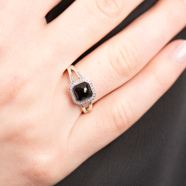 Pre-Owned Ippolita Black Onyz and Diamond Stella Ring