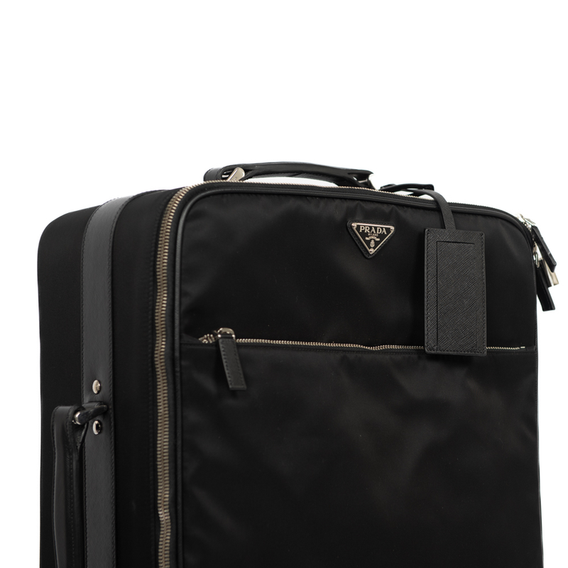 Pre-Owned Prada Tessuto Saffiano Trolley Luggage