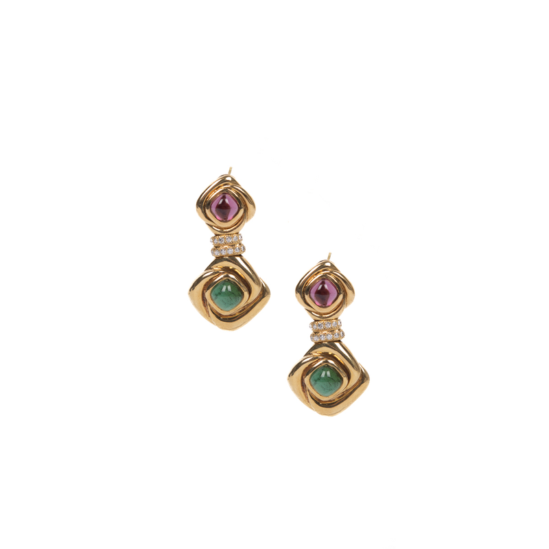 Pre-Owned Tourmaline and Diamond Earrings