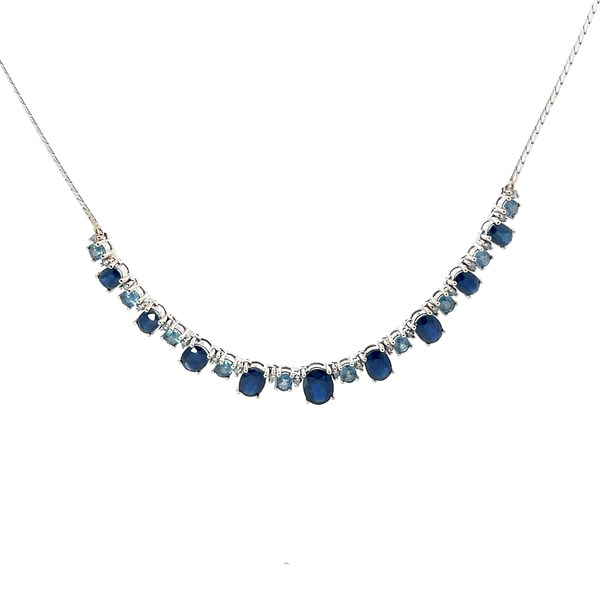 Pre-Owned Blue Sapphire and Diamond Necklace
