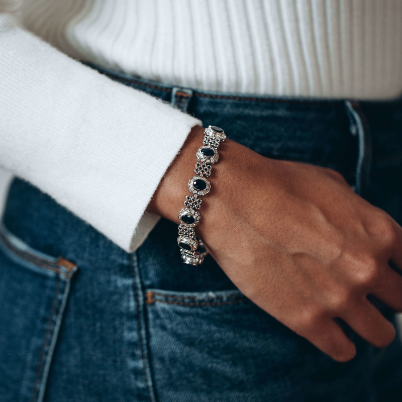 Pre-Owned Blue Sapphire and Diamond Bracelet