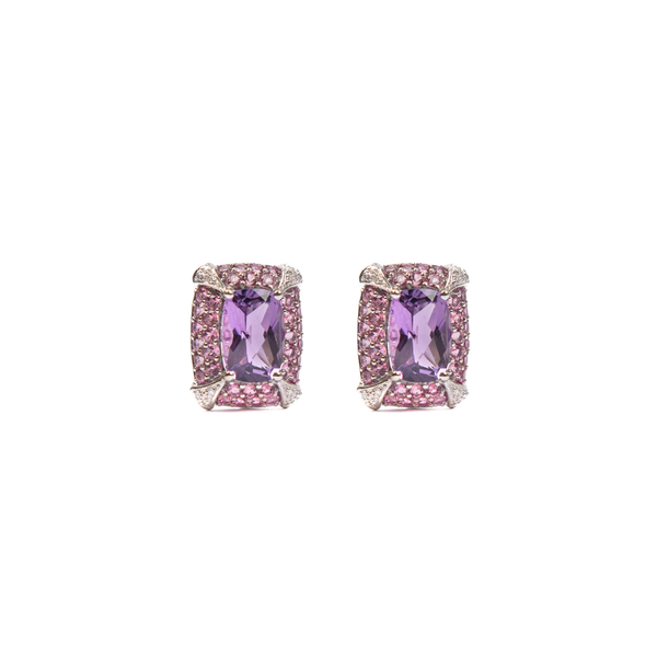 Pre-Owned Amethyst and Diamond Earrings