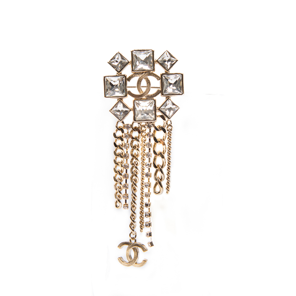 Pre-Owned Chanel Rhinestone CC Pin