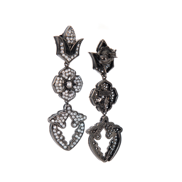 $910 SSLVR/BLK ENML M. CAMPBELL LAURENZA CRYS EARRINGS