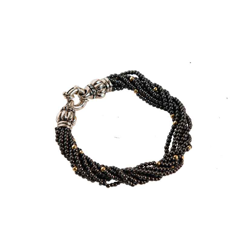 Pre-Owned Lagos Hematite Bead Icon Convertible Necklace