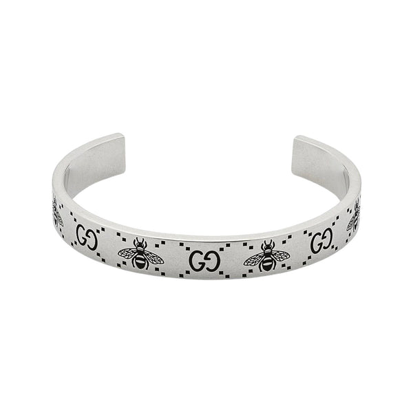 Gucci Sterling Silver 9mm Signature Bee Cuff Bracelet