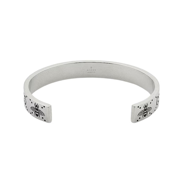 Gucci Sterling Silver 9mm Signature Bee Cuff Bracelet