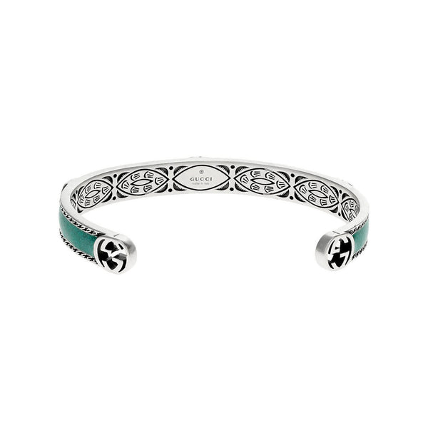 Gucci Interlocking Sterling Silver and Turquoise Bracelet