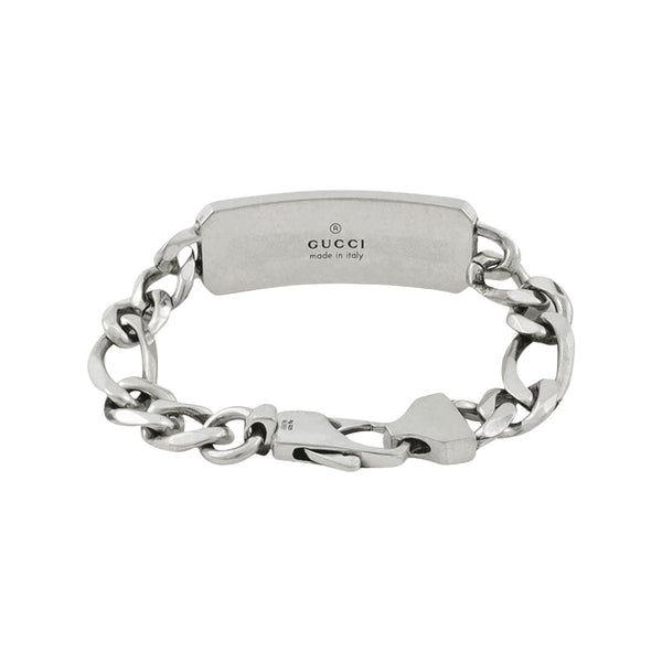 Gucci GG and Bee Engraved Sterling Silver Bracelet