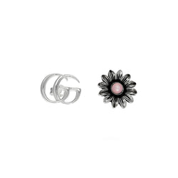 Double G Flower Stud Earrings with Pink Mother of Pearl