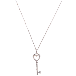 Pre-Owned Tiffany & Co. Diamond Mini Heart Key Pendant