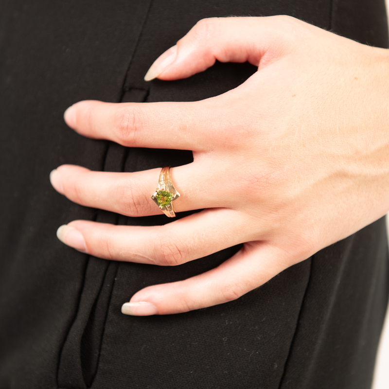 Pre-Owned Peridot and Diamond Ring