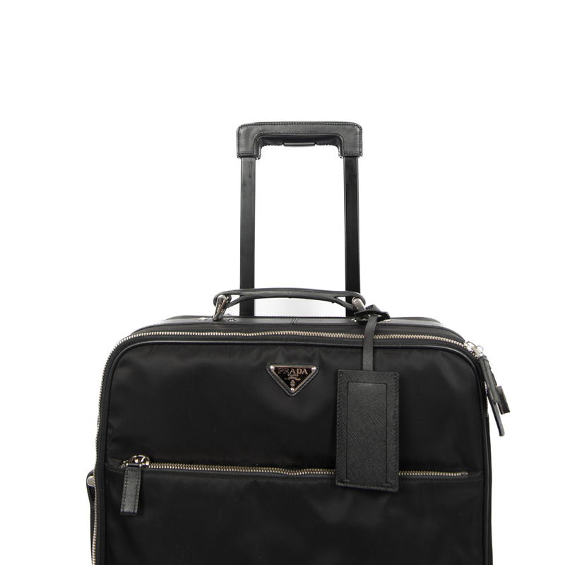 Pre-Owned Prada Tessuto Saffiano Trolley Luggage