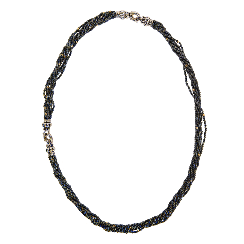 Pre-Owned Lagos Hematite Bead Icon Convertible Necklace