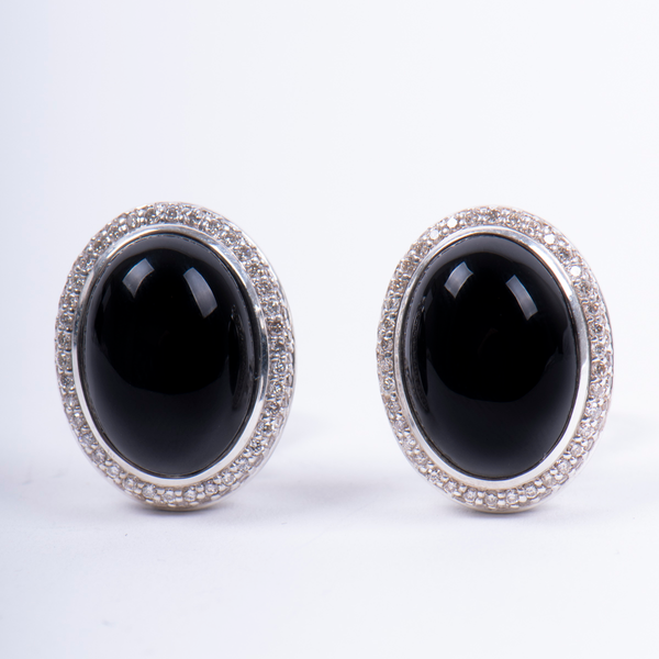 Pre-Owned David Yurman Black Onyx and Diamond Clip-On Earrings