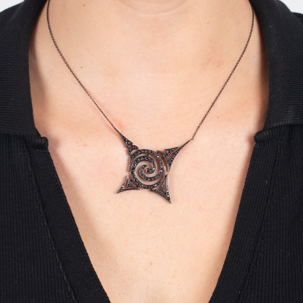 Pre-Owned Blackened Gold Star Necklace