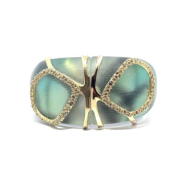 Pre-Owned Alexis Bittar Wide Lucite and Crystal Hinged Bangle
