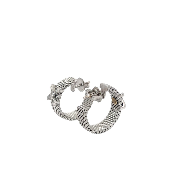 Pre-Owned Cede Schmuch Design Diamond Mesh Hoop Earrings