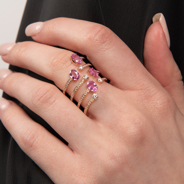 Pre-Owned Hueb Diamond and Pink Sapphire Cocktail Ring