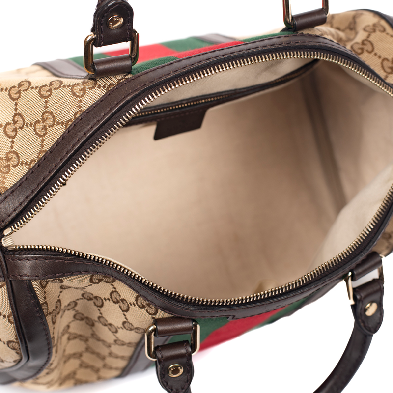 Pre-Owned Gucci GG Canvas Web Boston Bag