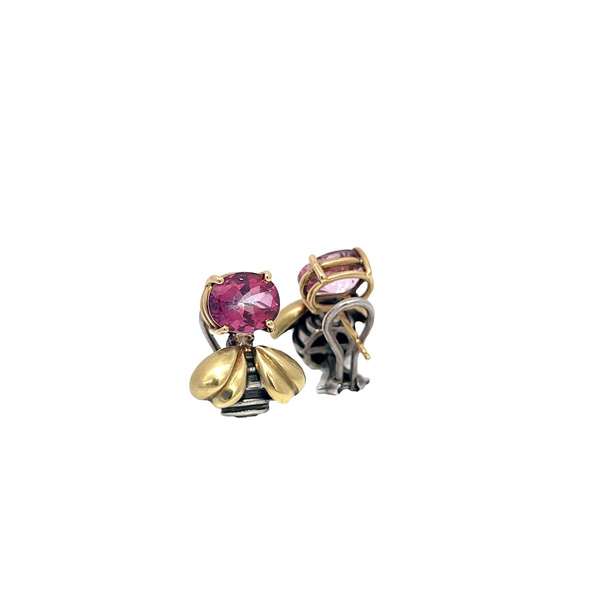 PRE-OWNED PINK TOURMALINE BEE EARRINGS