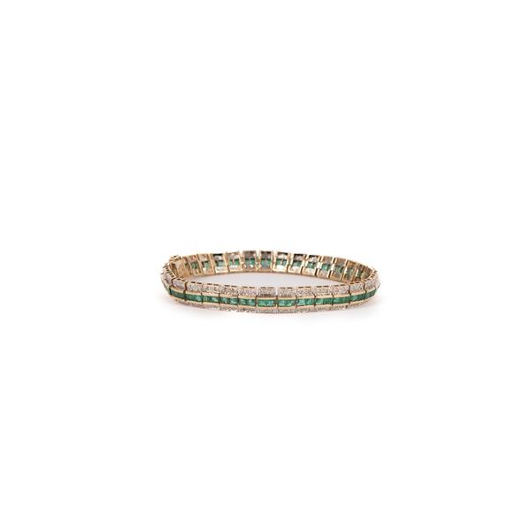 Pre-Owned Emerald and Diamond Line Bracelet