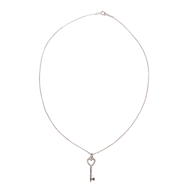 Pre-Owned Tiffany & Co. Diamond Mini Heart Key Pendant