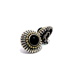 Pre-Owned Lagos Two-Tone Black Onyx Caviar Earrings